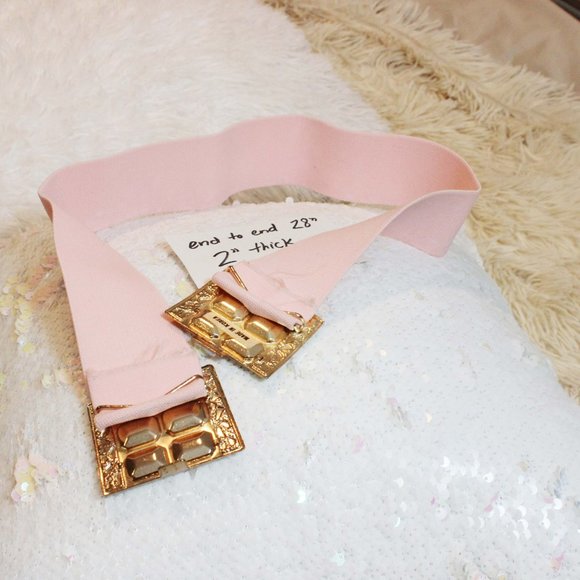 ?Vintage ShowStopper Bling Bubblegum Pink Gold? Rhinestones Belt 24\